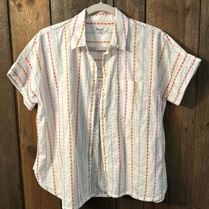 Madewell off-white striped button down shirt